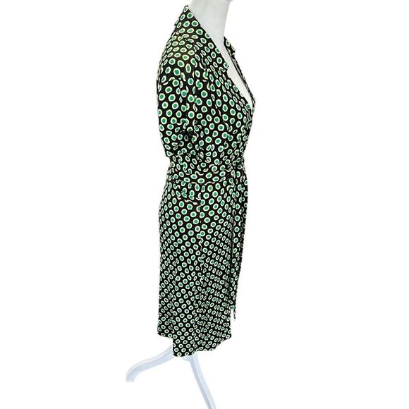 Diane Von Furstenburg Jilda Two Green Silk Retro Short Sleeve Wrap Dress 14 - Picture 6 of 12